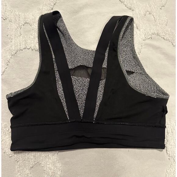 Lululemon Run The Day Sports Bra Fractal Dark Starlight Black Nulux Mesh Sz. 6 - Picture 7 of 9